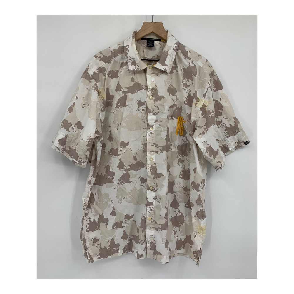 Vintage Marithe Francois Girbaud Shirt Mens XL Tan Camo Button Up 90s